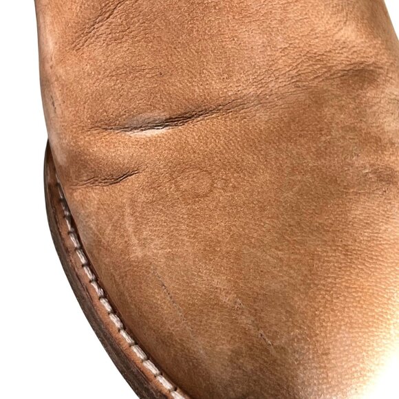 Eileen Fisher Tan Leather Ankle Boots Elastic Gore Low Block Heel Pull Tabs Sz 8 - Picture 12 of 16